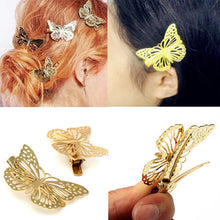2Pcs gold hollow out bow butterfly barrette hair pins hair clip accessories daughter gift girls headpiece SM6