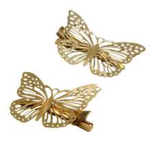 2Pcs gold hollow out bow butterfly barrette hair pins hair clip accessories daughter gift girls headpiece SM6