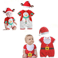 2pcss Baby Boys Girls Xmas Santa Claus Clothing Set Short Sleeve Romper Jumpsuit  Hat Outfit Clothes Sets Christmas Gifts SM6