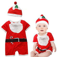 2pcss Baby Boys Girls Xmas Santa Claus Clothing Set Short Sleeve Romper Jumpsuit  Hat Outfit Clothes Sets Christmas Gifts SM6