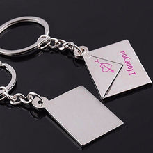2pcs Lover's Keyrings Envelope "I love you" Engraved Cupid's Arrow Heart Keychains SM6