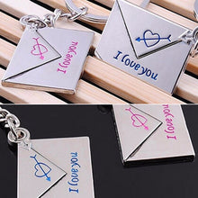 2pcs Lover's Keyrings Envelope "I love you" Engraved Cupid's Arrow Heart Keychains SM6