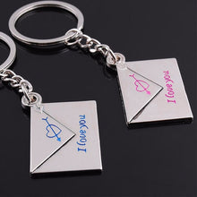 2pcs Lover's Keyrings Envelope "I love you" Engraved Cupid's Arrow Heart Keychains SM6