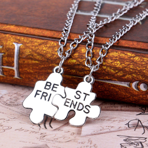 2pc Silver Best Friend Puzzle Necklace For Women Fine Jewelry Friendship Necklace SM6