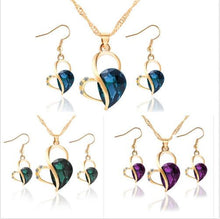 3 Color Necklace Earrings Heart Love Crystal Rhinestone Gem Party Jewelry Sets For Women Jewelry Set SM6