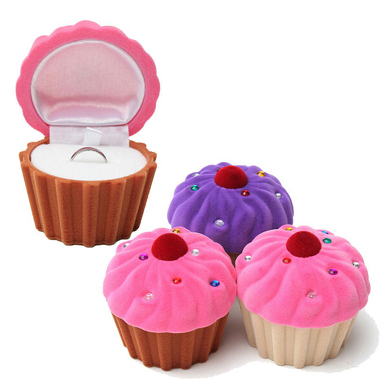 3 Colors Lovely CupCake Cake Shape Earring Ring Jewelry Storage Box Storage Boxes For Women Girls SM6