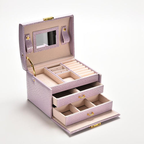 3 Colors Three Layers Jewelry Boxes Makeup Case Jewelry Organizer Carrying Cases with mirror Gifts for Women Girl SM6