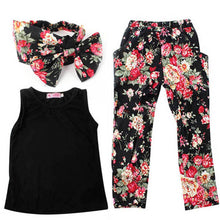 3 Pieces Girls Baby Clothing Sets Sleeveless Shirt / Tops  Floral Pants  Headband Vogue Clothes 2-7Years SM6