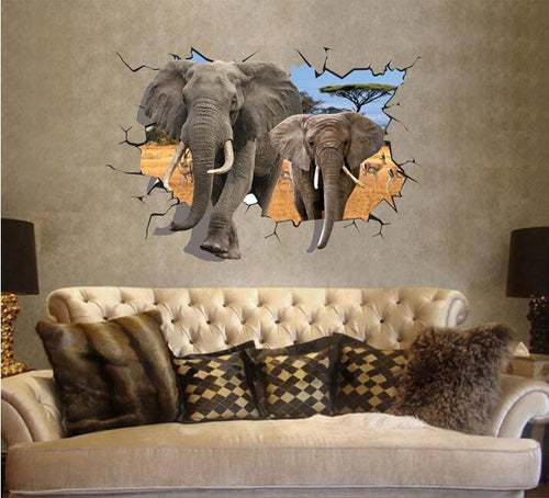 3 d elephants local UV fashion personality background adornment bedroom stick The fifth generation of wall stickers SM6