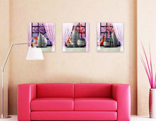 3 d simulation bedroom adornment wall posted a set of three purple SM6