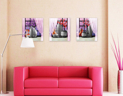 3 d simulation bedroom adornment wall posted a set of three purple SM6