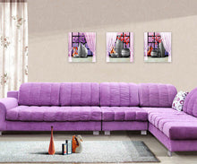 3 d simulation bedroom adornment wall posted a set of three purple SM6