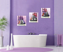 3 d simulation bedroom adornment wall posted a set of three purple SM6