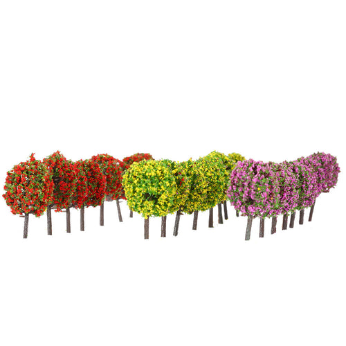 30Pcs Ball-shaped Flower Trees Model Mixed 3 Colors Tree Model Landscape Trees Train Layout Garden Scenery Diorama Miniature SM6