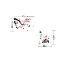 3D Plum flowers 3d wall stickers decals art Pattern  NEW Background Bedroom PVC Black Pink 60*90CM SM6