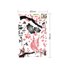 3D Plum flowers 3d wall stickers decals art Pattern  NEW Background Bedroom PVC Black Pink 60*90CM SM6