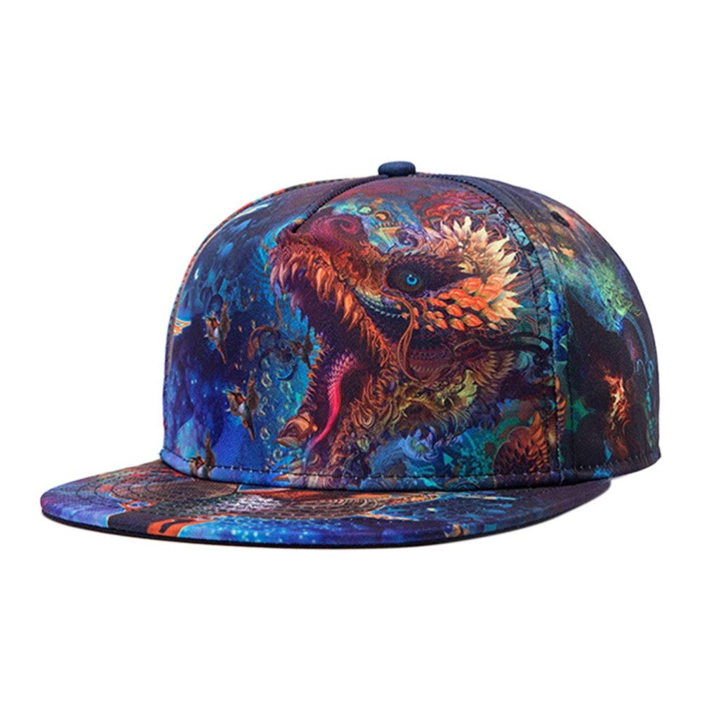 3D Print Snapback Caps Colorful Hip Hop Baseball Cap Dragon Flat Hats For Men Starry Sky Casquette Blue SM6