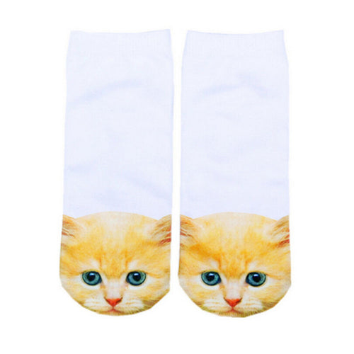 3D Printed Low Cut Ped Socks Cute Kawaii Cartoon Cat Animal Funny Short Socks For Women Girls 9 Colors SM6