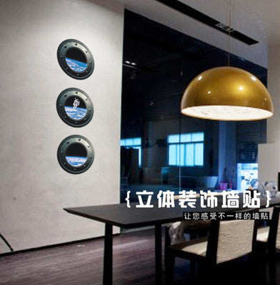 3D Simulation Creative Windows Scenery Outer Space Astronauts Wall Stickers Kids Room Backdrop Home Decor Mural Decal 002 SM6