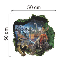 3D dinosaurs through the wall stickers jurassic park home decoration zooyoo1439 diy cartoon kids room wall decal movie mural art SM6