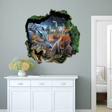 3D dinosaurs through the wall stickers jurassic park home decoration zooyoo1439 diy cartoon kids room wall decal movie mural art SM6