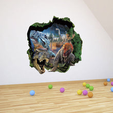 3D dinosaurs through the wall stickers jurassic park home decoration zooyoo1439 diy cartoon kids room wall decal movie mural art SM6