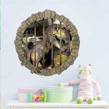 3D dinosaurs through the wall stickers jurassic park home decoration zooyoo1448 kids room wall decal movie animals mural art 4.5 SM6