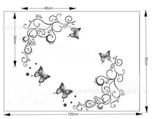 3D lowest price calssic black butterfly flower Wall sticker home decor poster flora butterflies TV wall beautiful decoration SM6