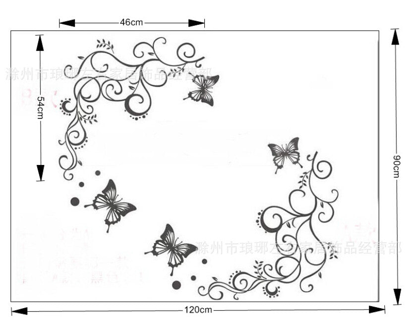 3D lowest price calssic black butterfly flower Wall sticker home decor poster flora butterflies TV wall beautiful decoration SM6
