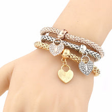 3Pcs Gold Filled Heart Charm Elastic Bracelets For Womens Bracelet Cute Multilayer Bangles SM6