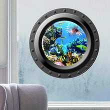 3d Ocean View window Submarine Wall Sticker Decals Porthole Graphics Sea Portal Peel stick Sea Cruise Wall Art kids Room Decor SM6