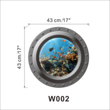 3d Ocean View window Submarine Wall Sticker Decals Porthole Graphics Sea Portal Peel stick Sea Cruise Wall Art kids Room Decor SM6