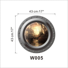 3d Ocean View window Submarine Wall Sticker Decals Porthole Graphics Sea Portal Peel stick Sea Cruise Wall Art kids Room Decor SM6