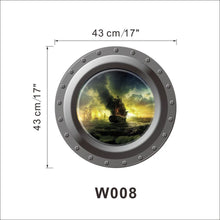 3d Ocean View window Submarine Wall Sticker Decals Porthole Graphics Sea Portal Peel stick Sea Cruise Wall Art kids Room Decor SM6