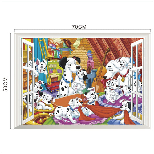 3d window view cartoon movie The Secret Life of Pets Dalmatian dog butterfly flower home decal wall sticker store nursery mural SM6