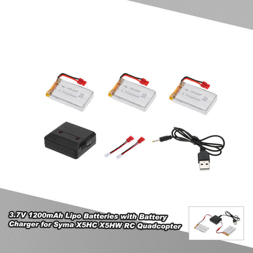 3pcs 37V 1200mah Lipo Batteries 2 in 1 Battery Charger for Syma X5HC X5HW RC Quadcopter SM6