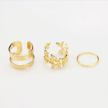 3pcs  lot Punk Metal Gold Silver Leaf Rings For Women Hollow Out Leave B  Midi Finger Knuckle Ring Set SM6