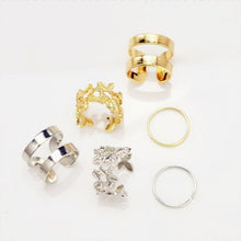 3pcs  lot Punk Metal Gold Silver Leaf Rings For Women Hollow Out Leave B  Midi Finger Knuckle Ring Set SM6