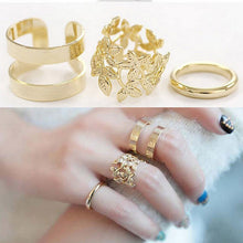 3pcs  lot Punk Metal Gold Silver Leaf Rings For Women Hollow Out Leave B  Midi Finger Knuckle Ring Set SM6