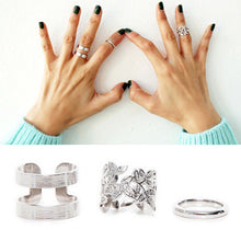 3pcs  lot Punk Metal Gold Silver Leaf Rings For Women Hollow Out Leave B  Midi Finger Knuckle Ring Set SM6