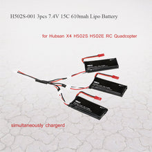 3psc H502S-001 74V 15C 610mAh Lipo Battery with 3 in 1 Charge Cable for Hubsan X4 H502S H502E RC Quadcopter SM6