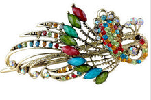 4 7x2 3 inch Lovely Peacock Hair Clip Women Hair Clips Blue Hairpin Vintage Rhinestone Jewelry SM6