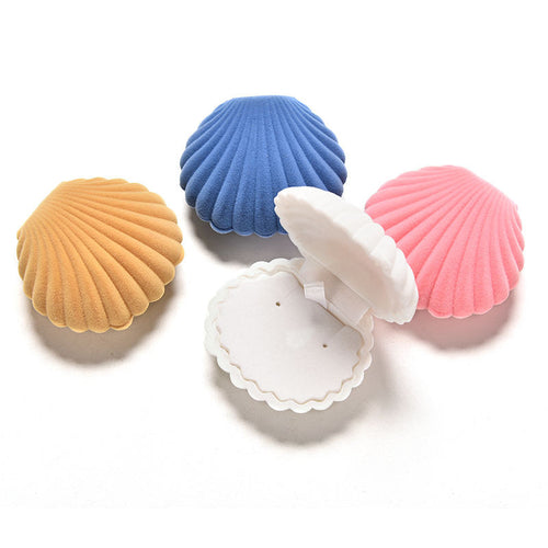 4 Colors Shell Velvet Earring Jewelry Storage Box Storage Boxes For Necklace ring earring SM6