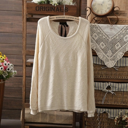 4 Colors Fashion Women Long Sleeve Brand Pullover With Belt 100% Cotton Knitted Female Sweaters, S,M,L. SM6