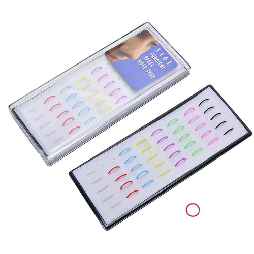 40pcs box Neon Color Surgical Stainless Steel Fake Piercing Hoop Nose Ring SM6