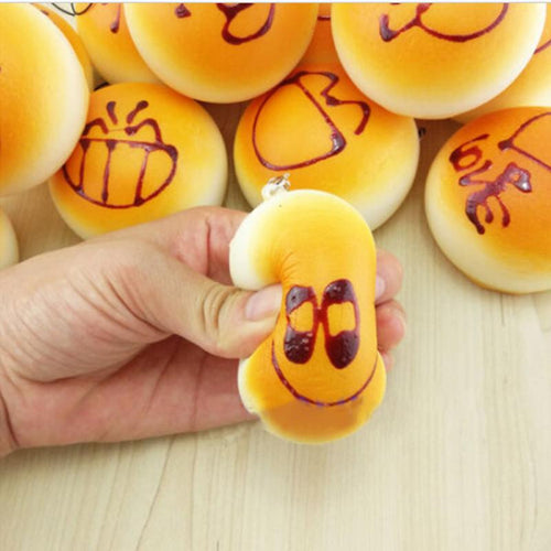 4CM Cute Smiley Face Bread Squishy Key Ring Charm Mobile Phone Strap Phone Charm Bag Pendant SM6