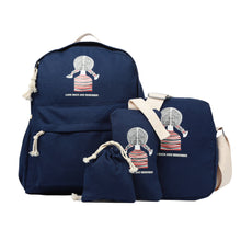 4PCS Designer Girls Backpack Set Bagpack Women Casual Canvas Korean School Bags Printing Laptop Back Pack Mochila Feminina SM6