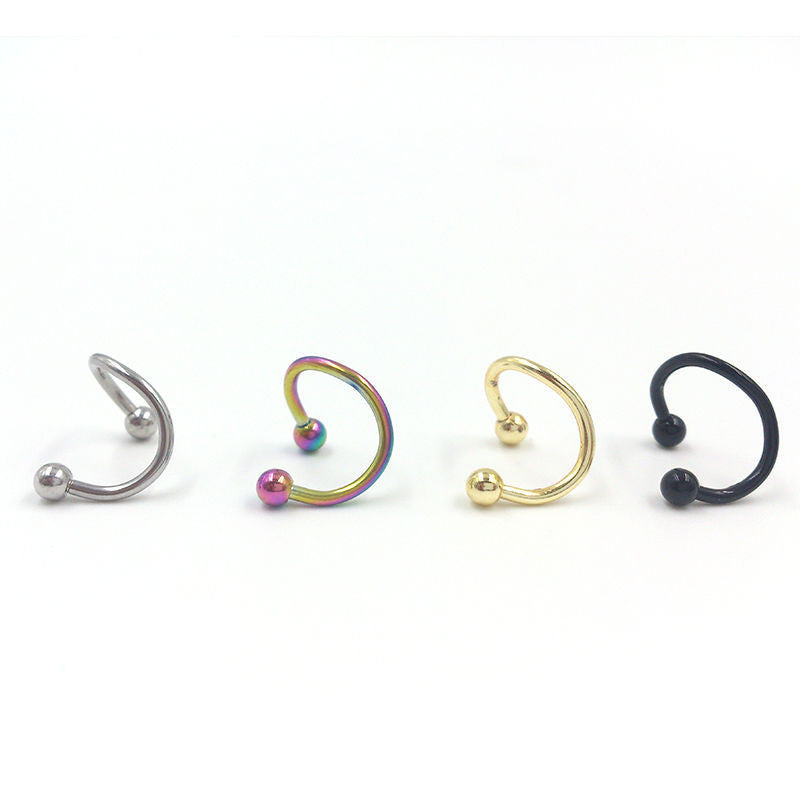 4PCS Different Colors Nose Piercing Unique Design Stainless Steel Twist Nose Lip Ring Nose Stud Body Piercing Jewelry For Women SM6
