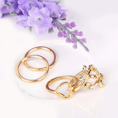 4pcs Cute Urban Crystal Plain Above Knuckle Wedding Party Ring Band Midi Ring Gold Silver Bague Femme SM6