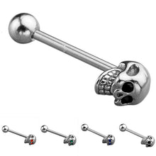 4Pcs 316L Stainless Steel CZ Gem Punk Skull Tongue Ring Barbell Piercing Body Jewelry SM6